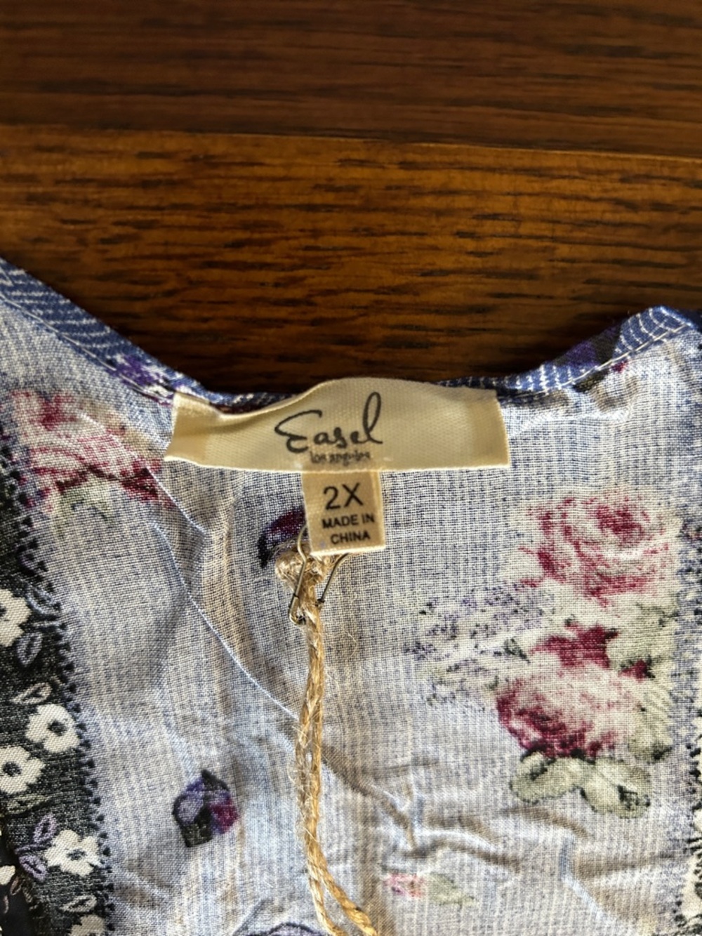 Easel Blue Multi-Pattern Open Front Kimono - Picture 4 of 4
